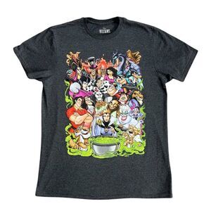Disney Villains Group Collage T-Shirt in Charcoal size Medium